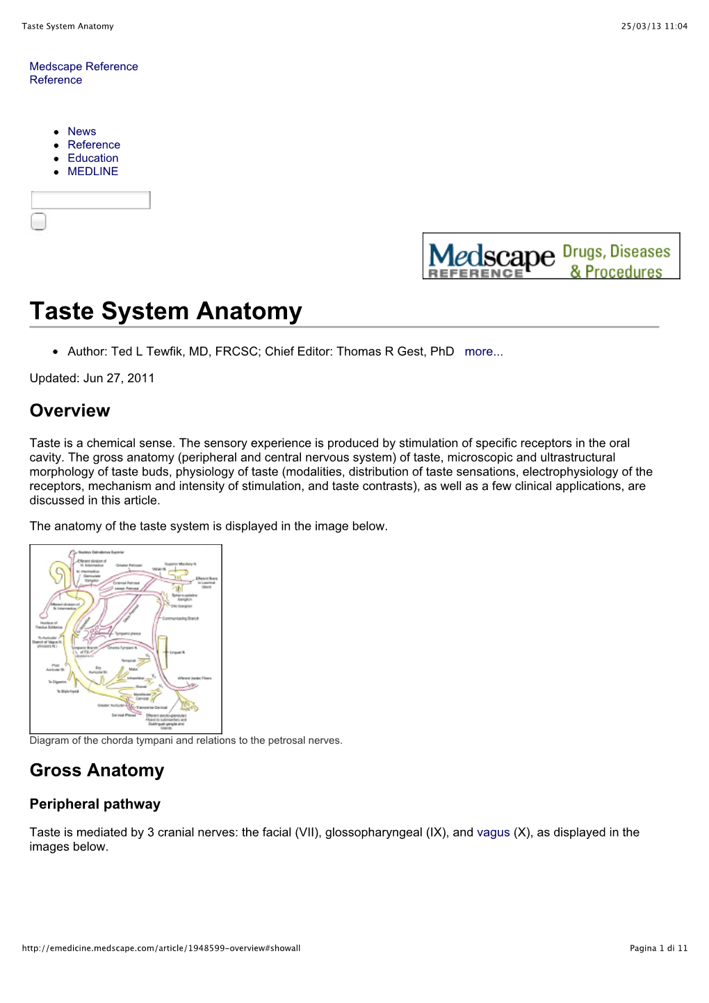 Taste System Anatomy 25/03/13 11:04