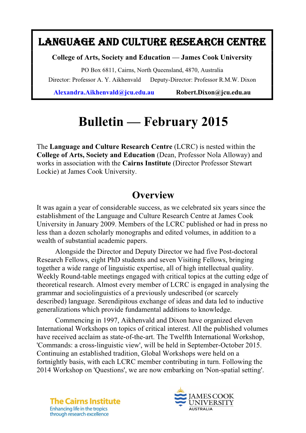 Bulletin — February 2015