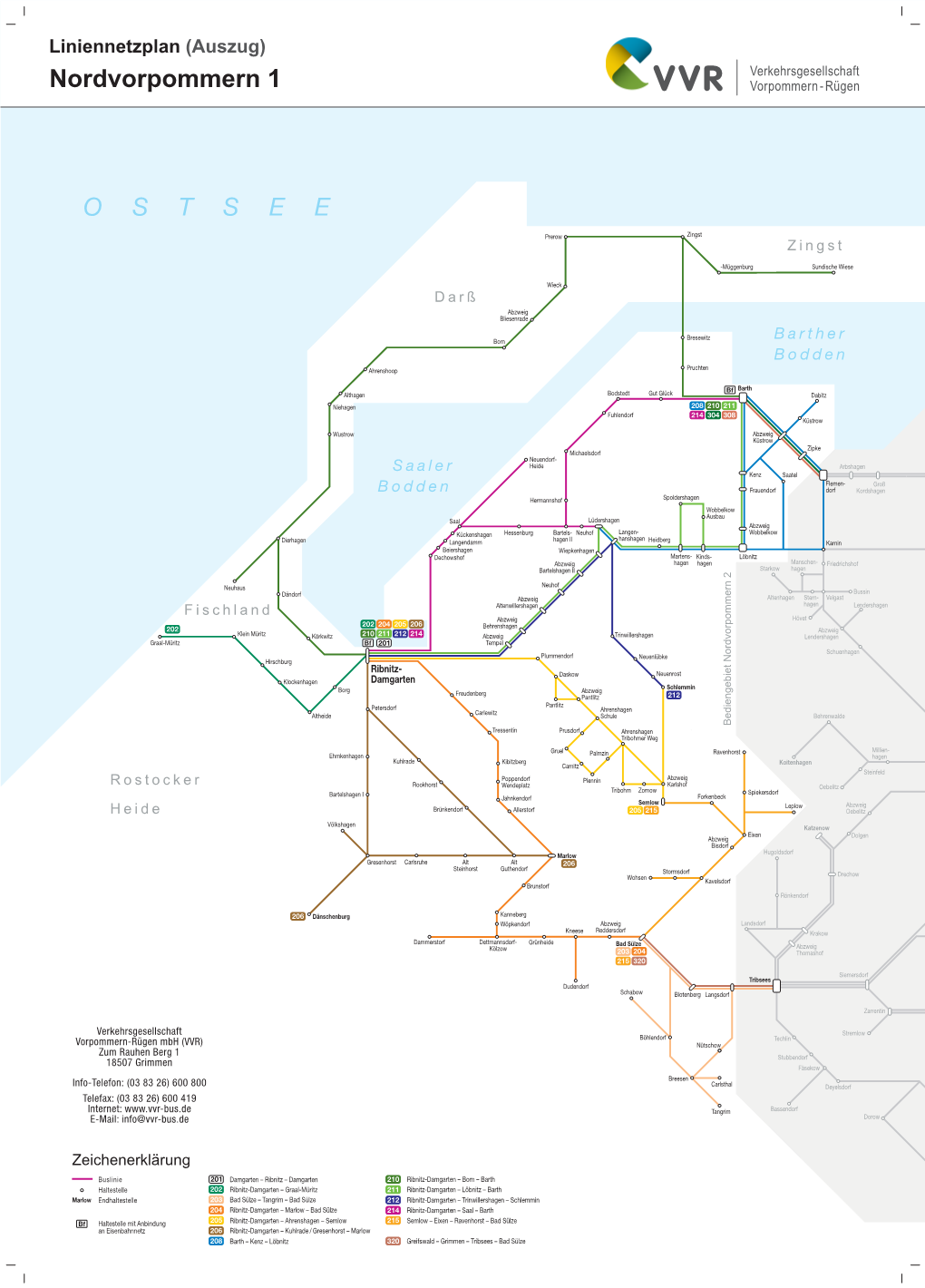 Liniennetzplan (Auszug) Nordvorpommern 1