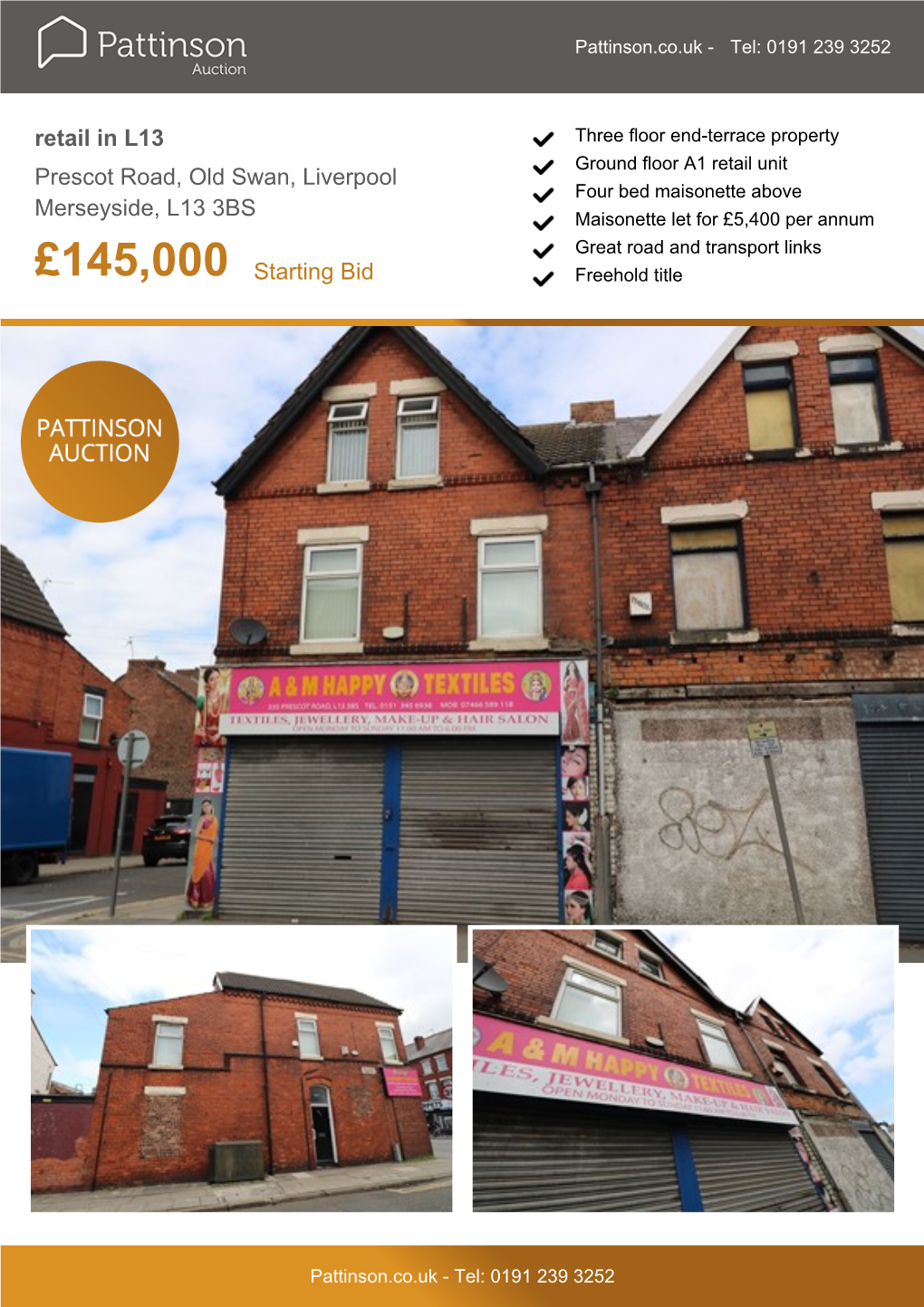 Retail in L13 Prescot Road, Old Swan, Liverpool Merseyside, L13 3BS