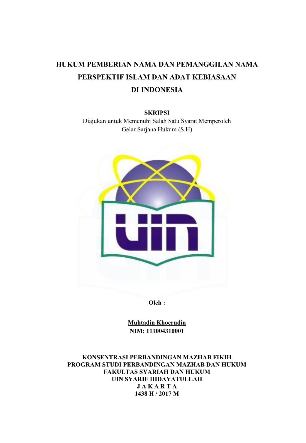 Hukum Pemberian Nama Dan Pemanggilan Nama Perspektif Islam Dan Adat Kebiasaan Di Indonesia