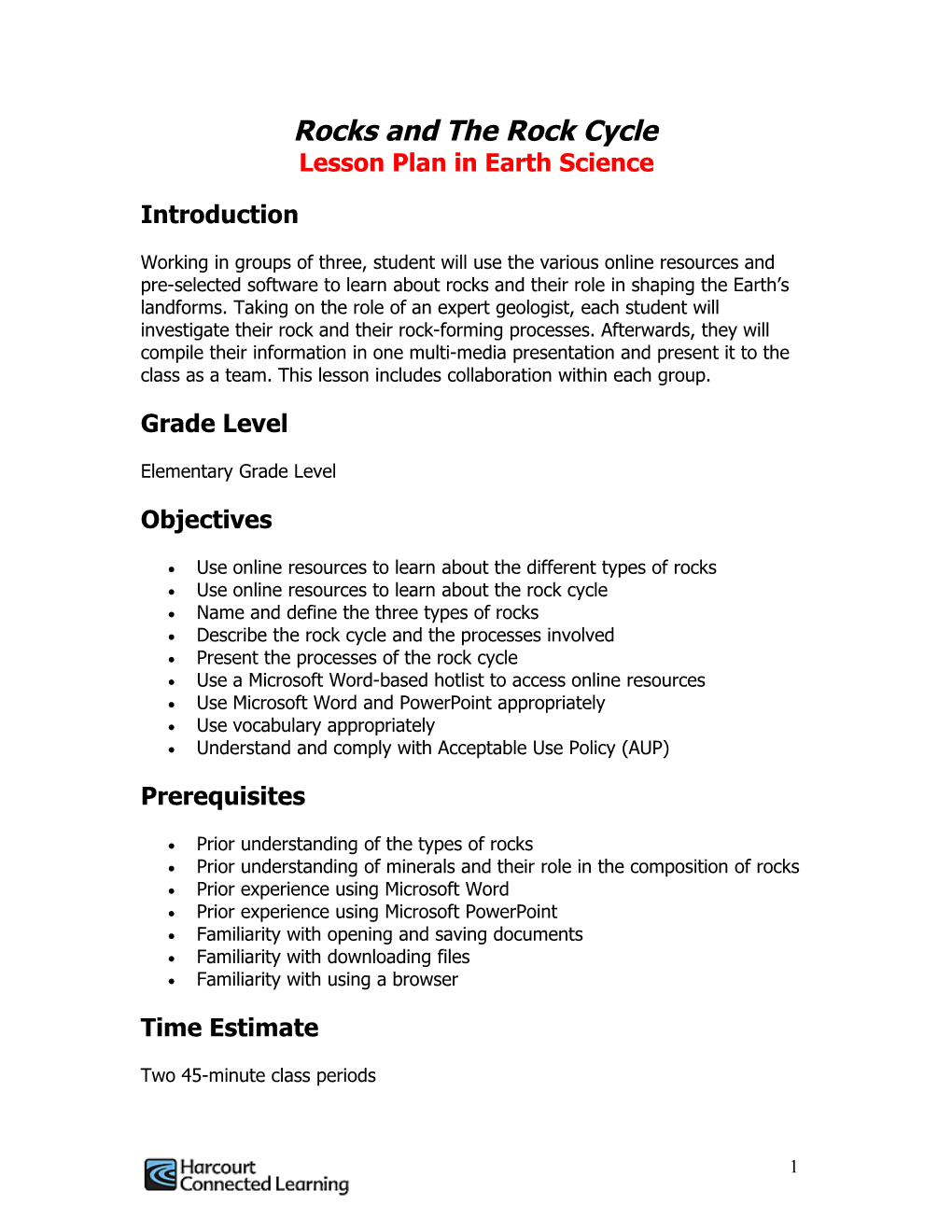 Types of Rocks Lesson Plan