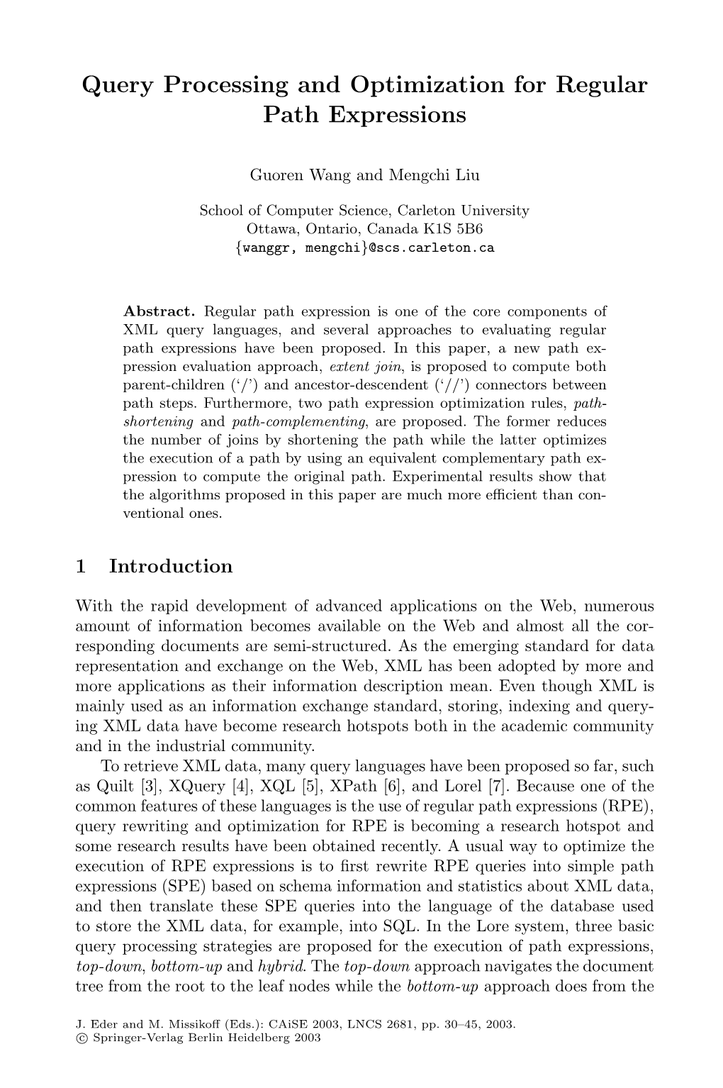 Query Processing and Optimization for Regular Path Expressions