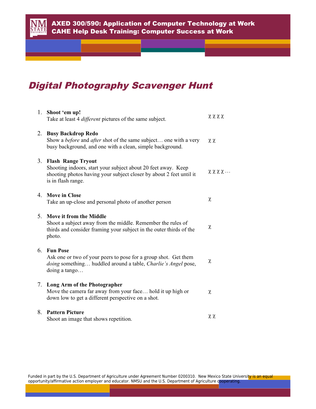 Digital Photography Scavenger Hunt