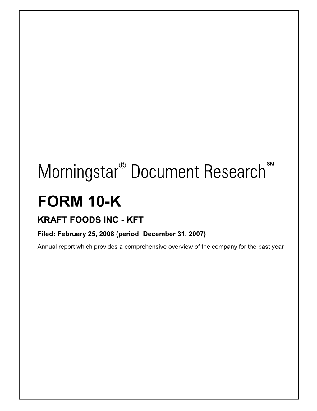 Morningstar Document Research FORM 10-K