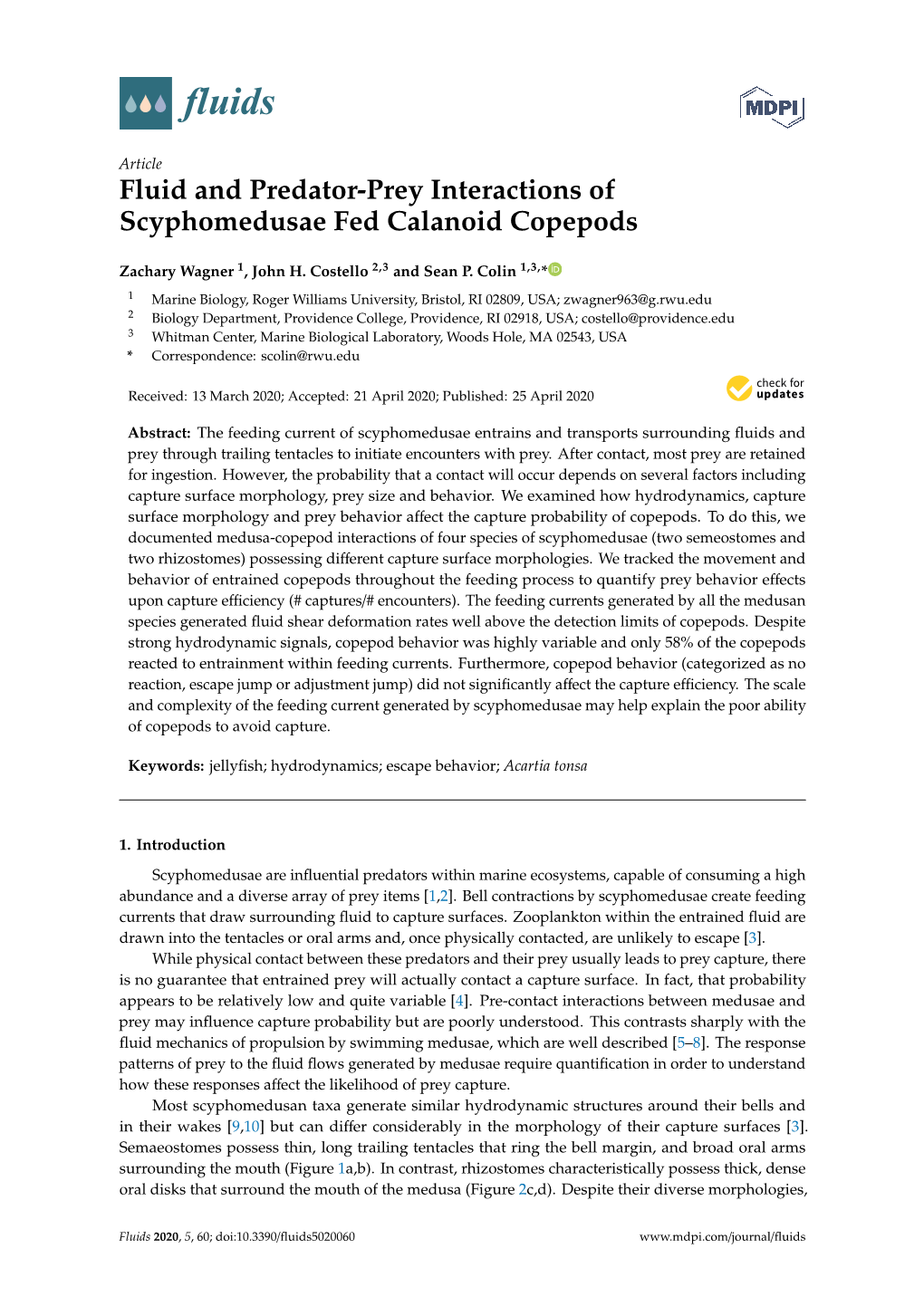 Fluid and Predator-Prey Interactions of Scyphomedusae Fed Calanoid Copepods