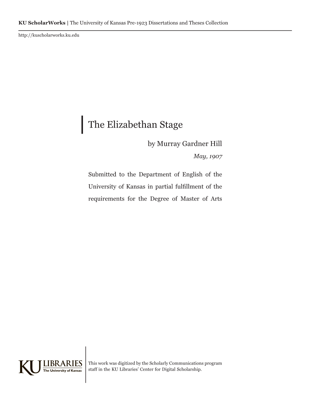 The Elizabethan Stage