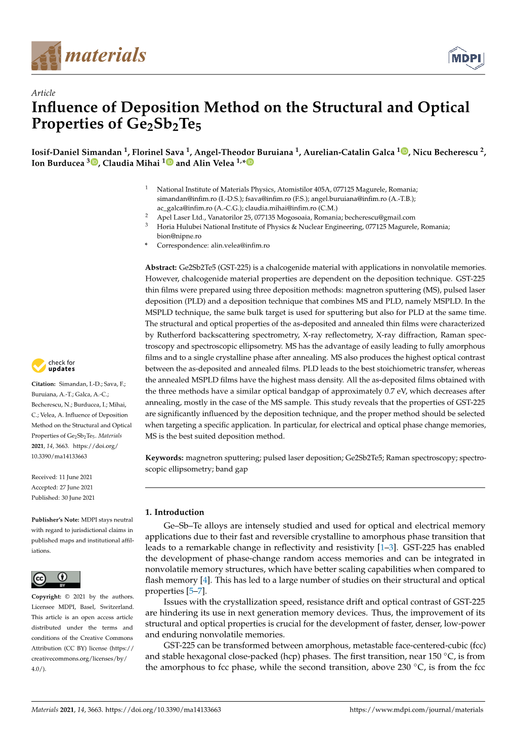 Influence of Deposition Method on the Structural and Optical Properties Of