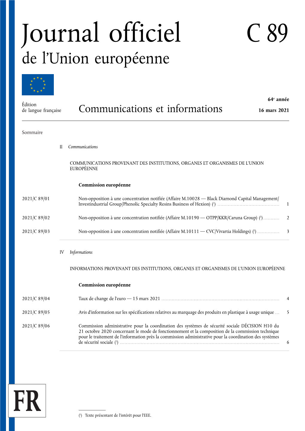 Journal Officiel C 89 De L’Union Européenne