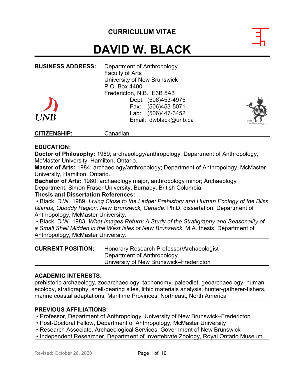 DWB Curriculum Vitae