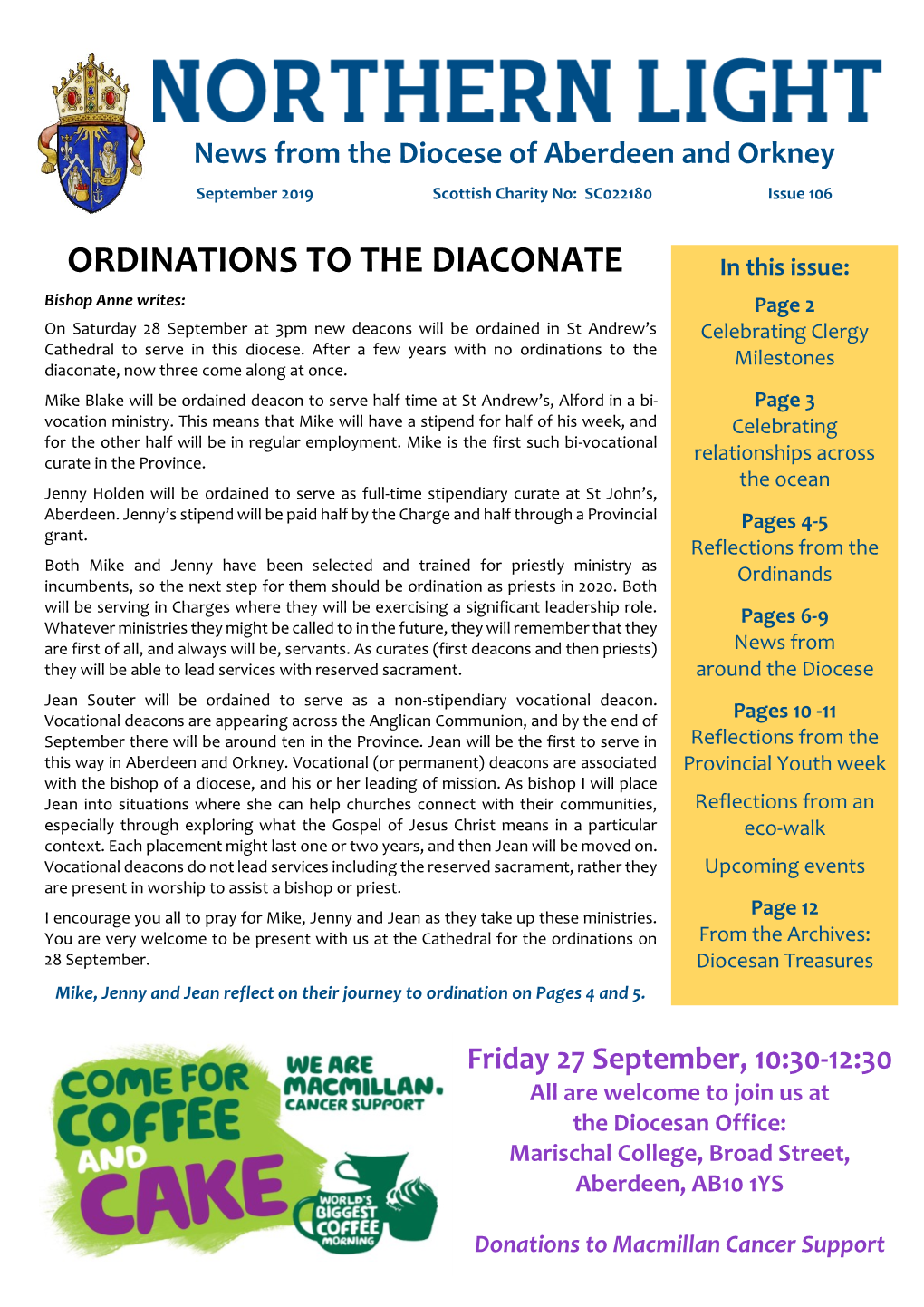 ORDINATIONS to the DIACONATE in This Issue