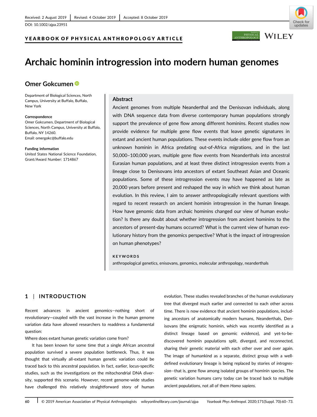 Archaic Hominin Introgression Into Modern Human Genomes