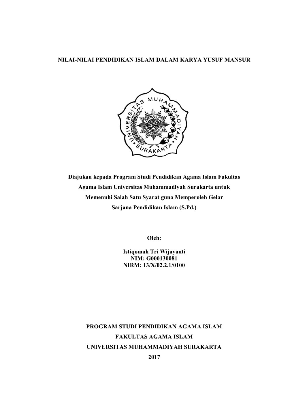 Nilai-Nilai Pendidikan Islam Dalam Karya Yusuf Mansur