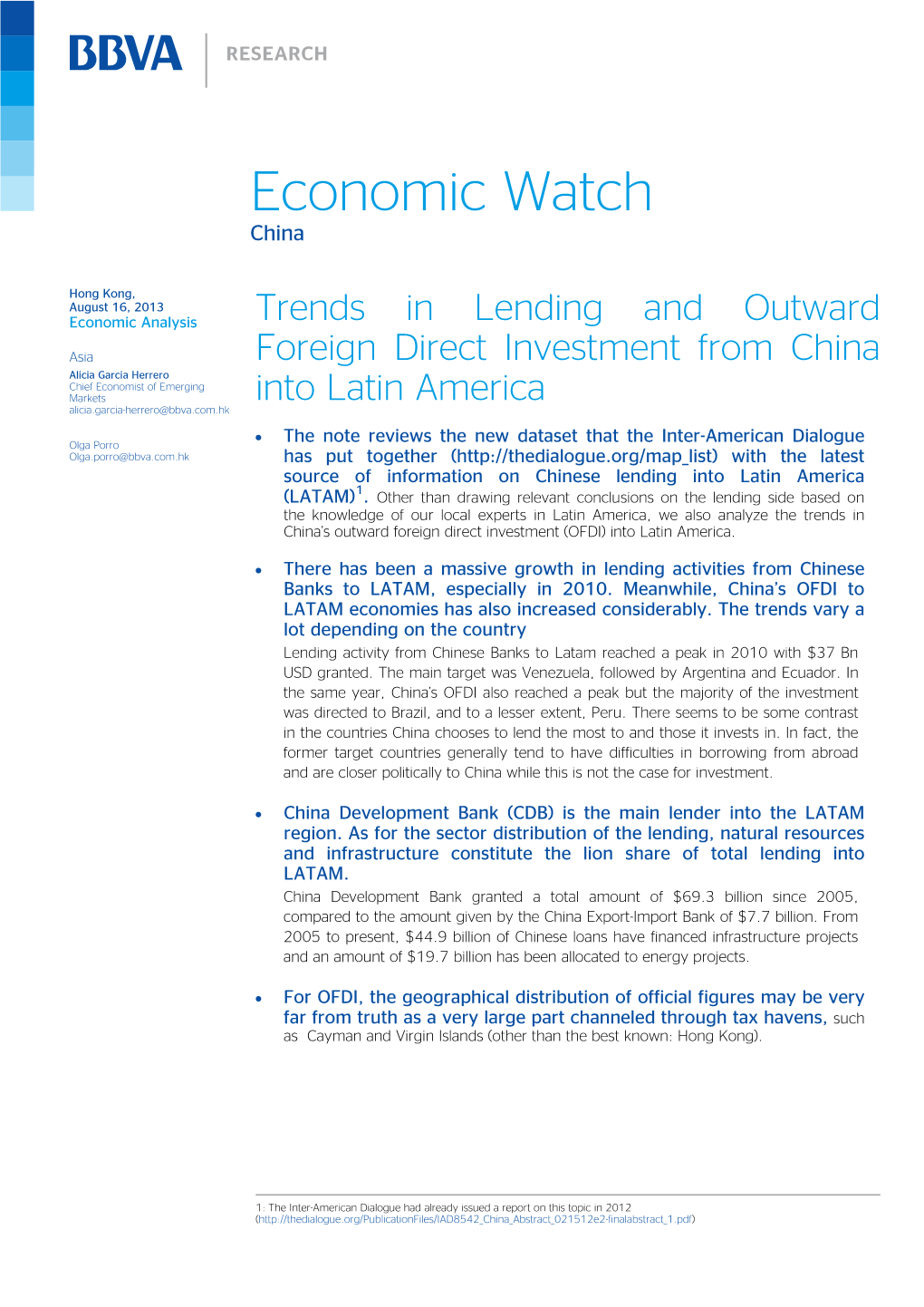 Trends in Lending and Outward Foreign Direct Investment from China Into Latin America