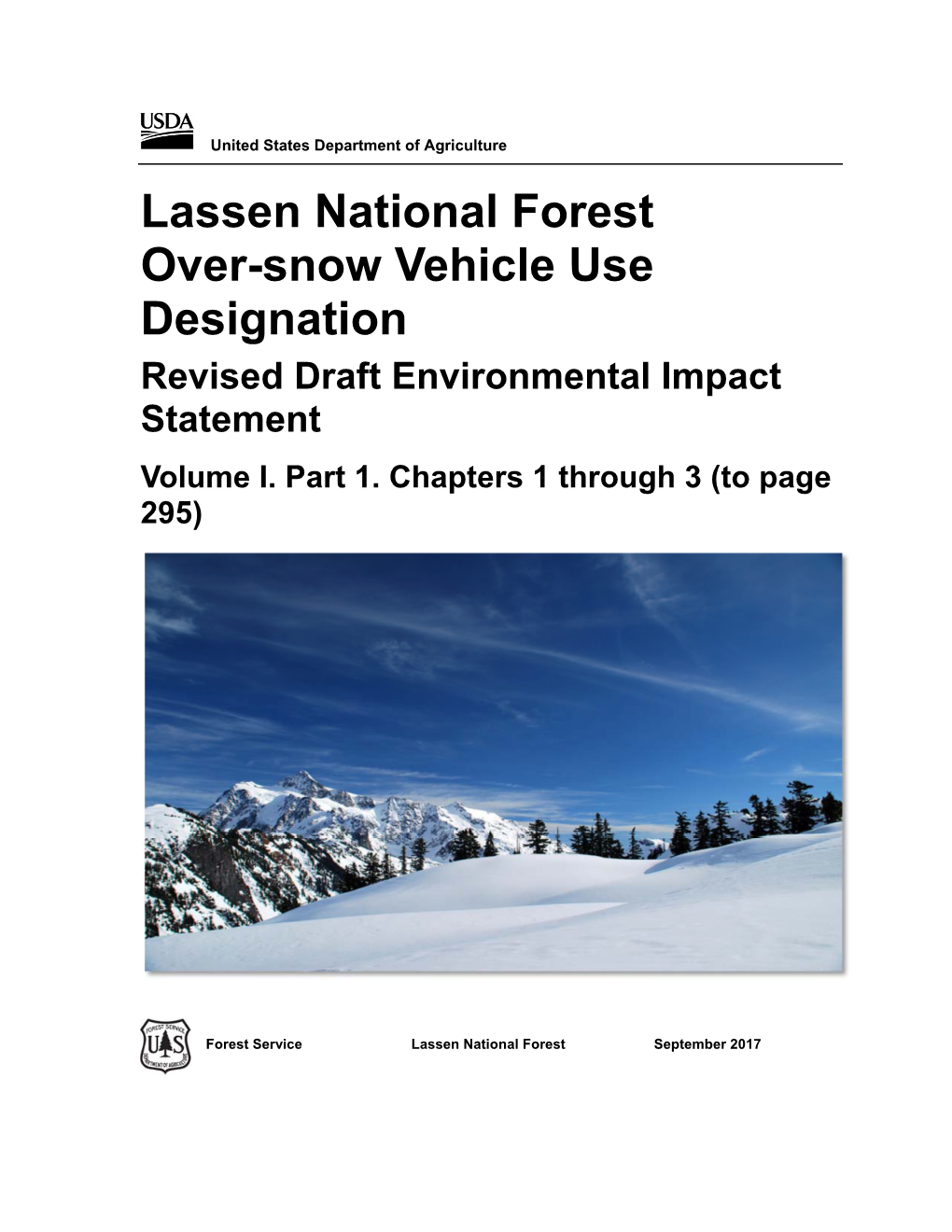 Lassen National Forest Over-Snow Vehicle Use Designation Revised Draft Environmental Impact Statement Volume I