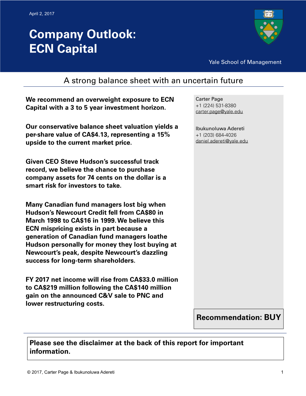 ECN Capital Yale School of Management