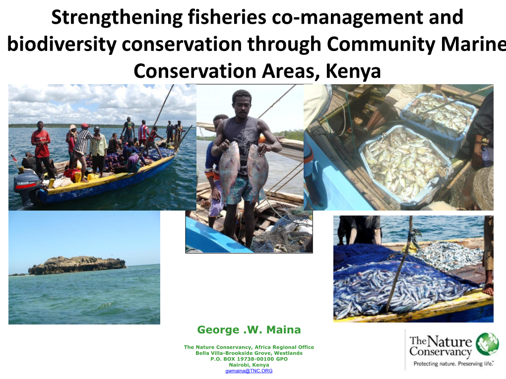 Strengthening Fisheries Co-Management and Biodiversity Conservation Through Community Marine Conservation Areas, Kenya