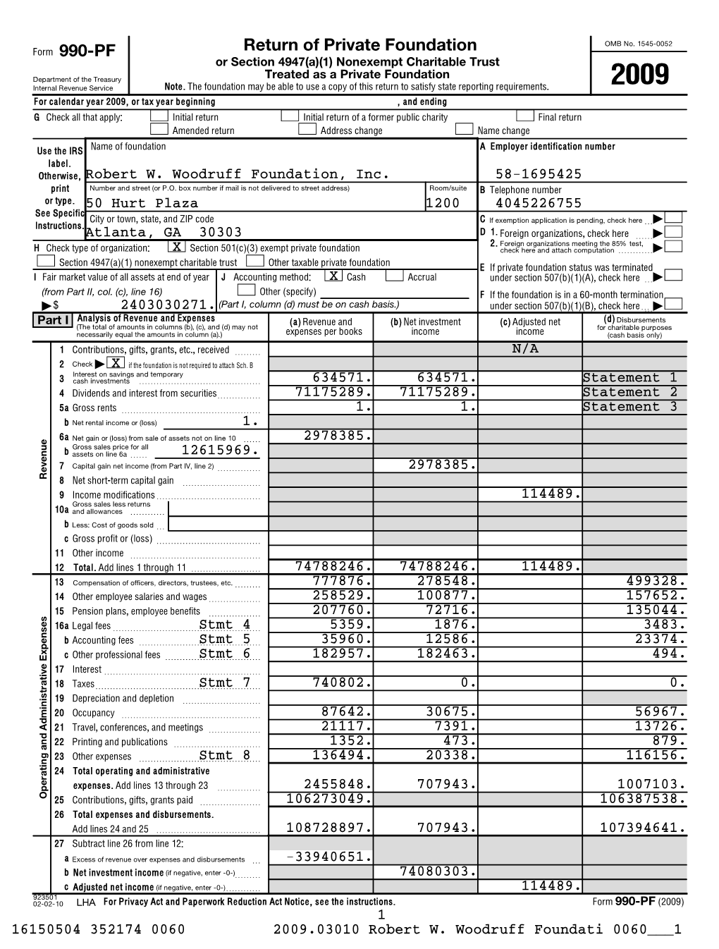 Return of Private Foundation 990-PF