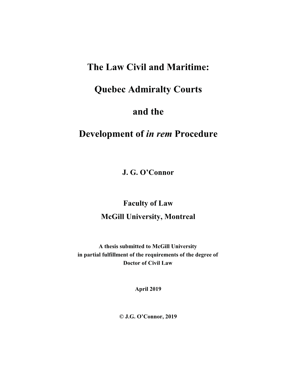 The Law Civil and Maritime