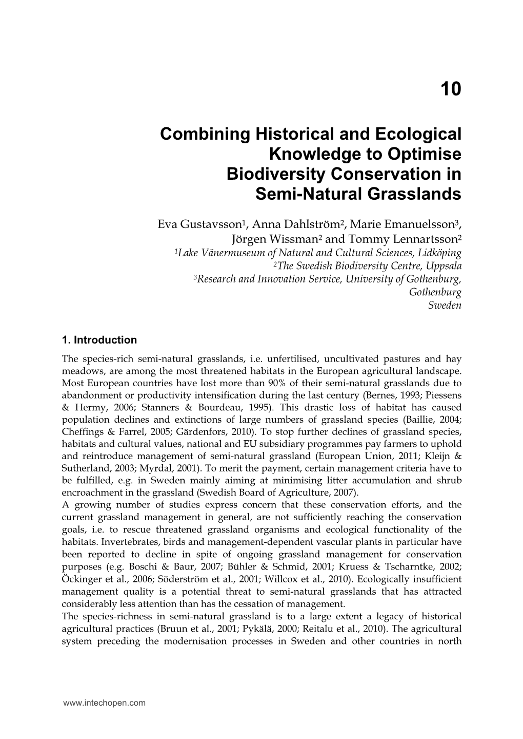 Combining Historical and Ecological Knowledge to Optimise Biodiversity Conservation in Semi-Natural Grasslands
