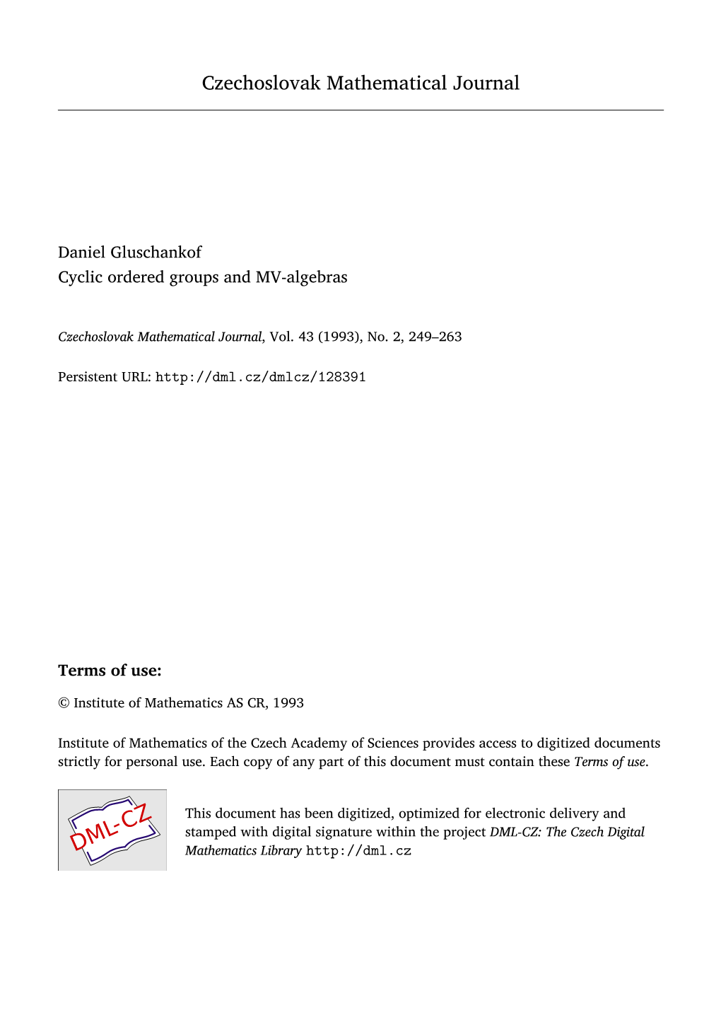 Cyclic Ordered Groups and MV-Algebras