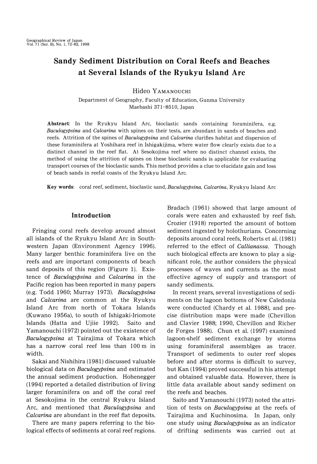 Sandy Sediment Distribution on Coral Reefs and Beaches at Several Islands of the Ryukyu Island Arc