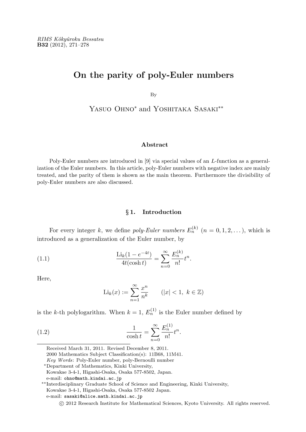 On the Parity of Poly-Euler Numbers