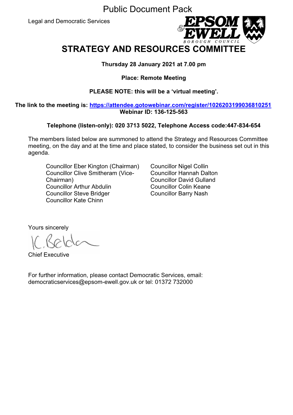 Agenda Document for Strategy and Resources Committee, 28/01/2021