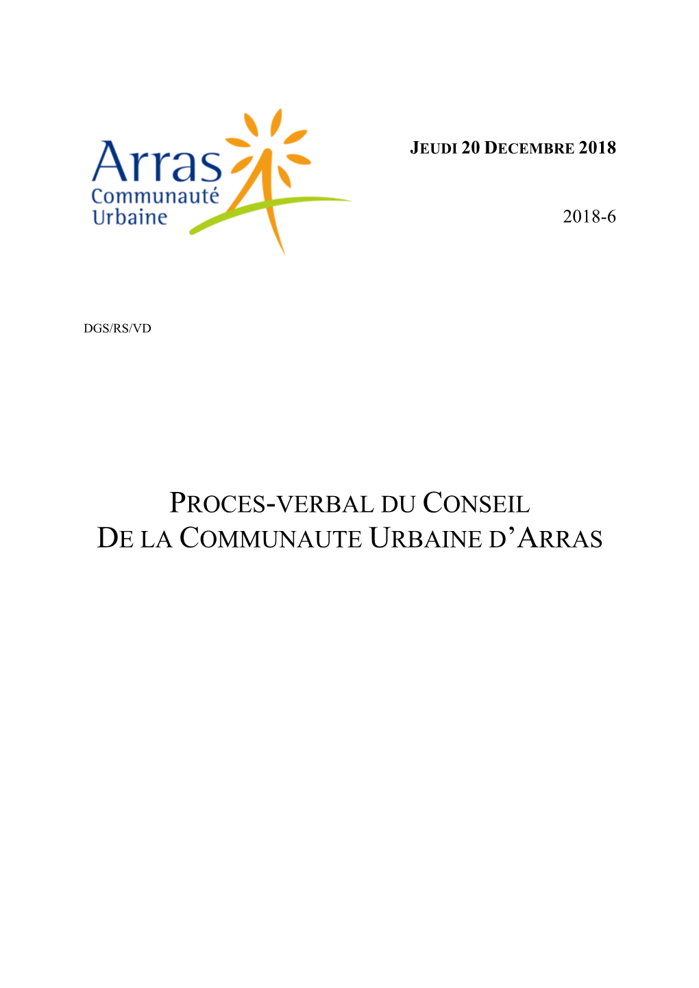 Proces-Verbal Du Conseil De La Communaute Urbaine D’Arras