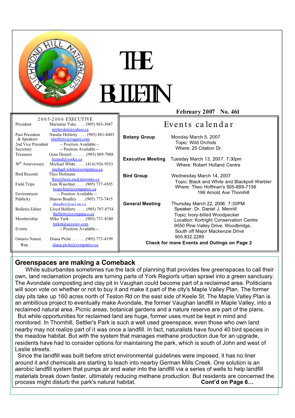 The RHN Bulletin Febuary 07