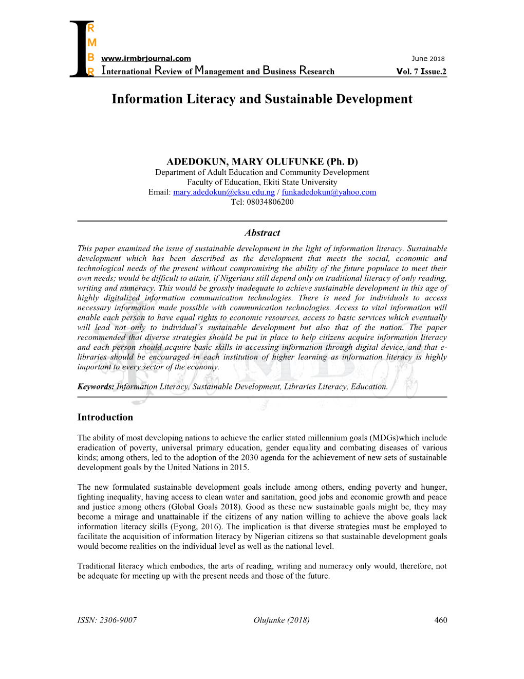 Information Literacy and Sustainable Development