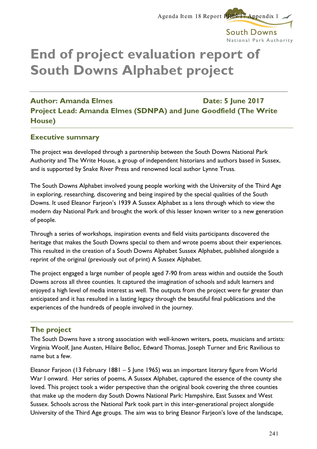 End of Project Evaluation Report of South Downs Alphabet Project