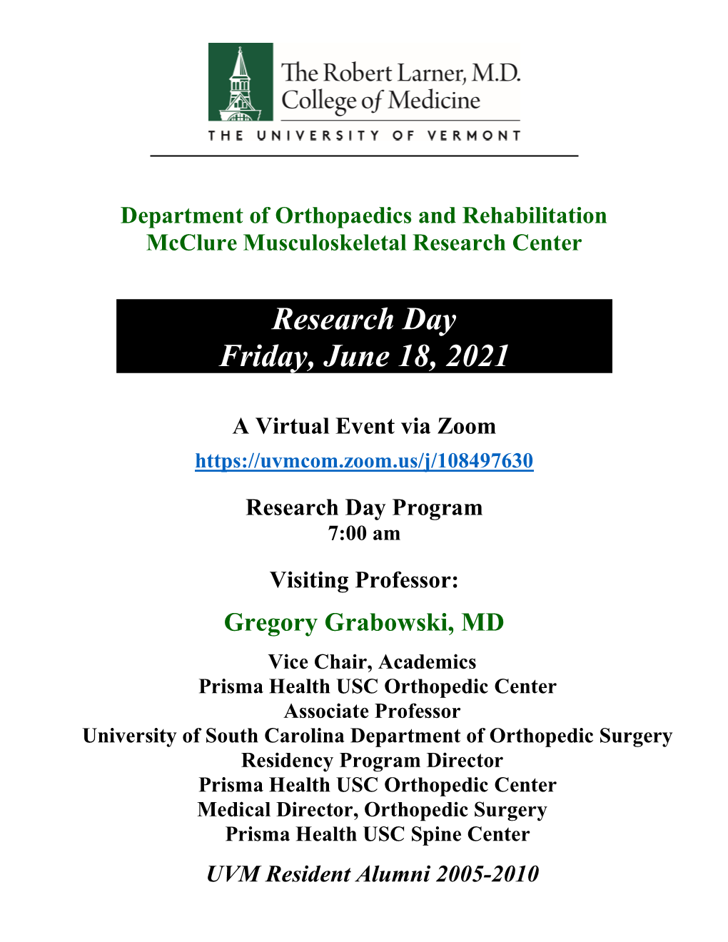 Research Day Friday, June 18, 2021