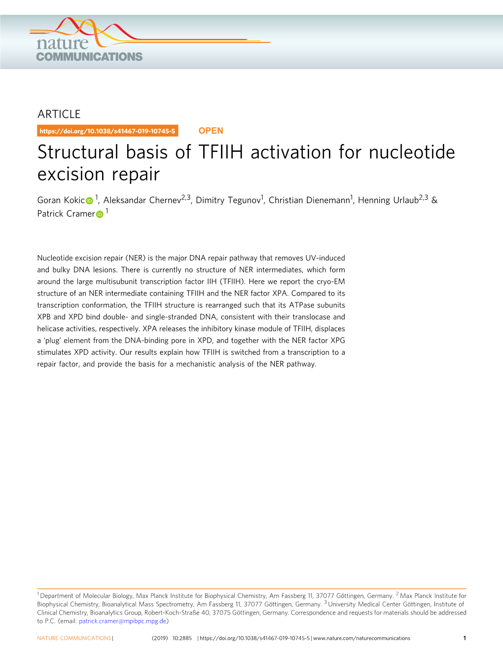 Structural Basis of TFIIH Activation for Nucleotide Excision Repair