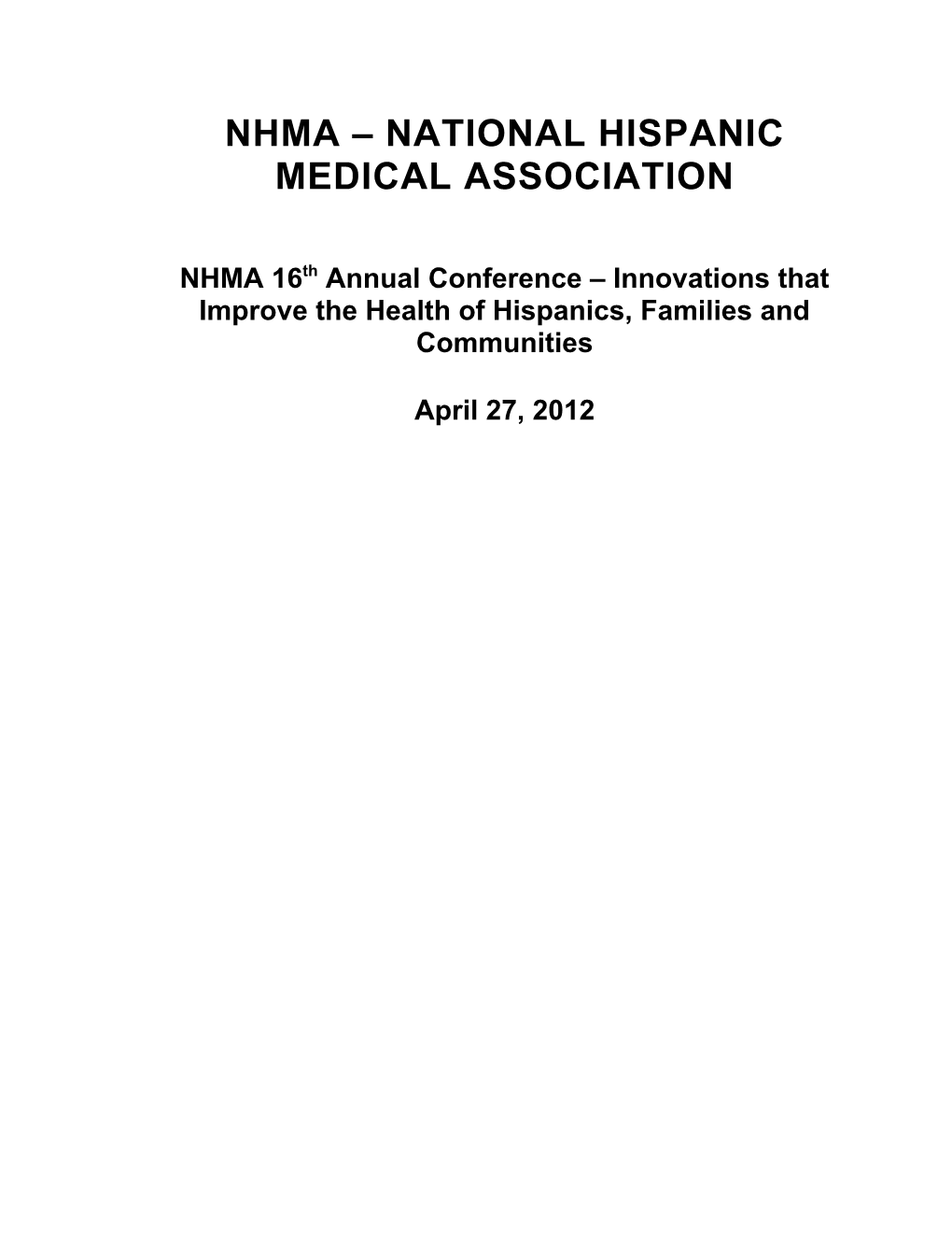 Nhma National Hispanic Medical Association