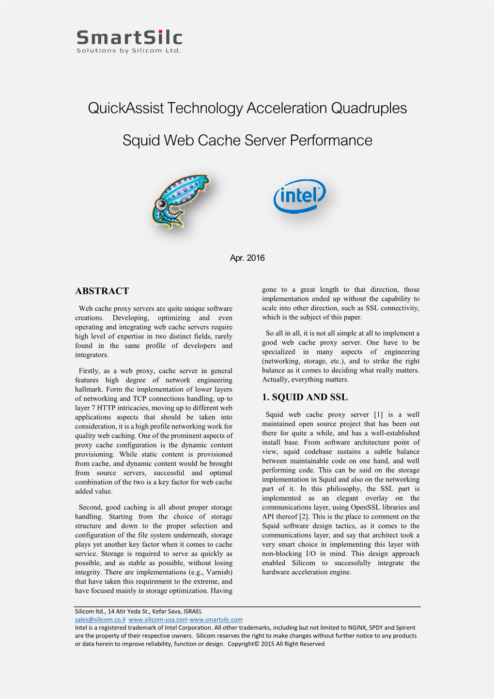 Quickassist Technology Acceleration Quadruples Squid Web Cache Server Performance