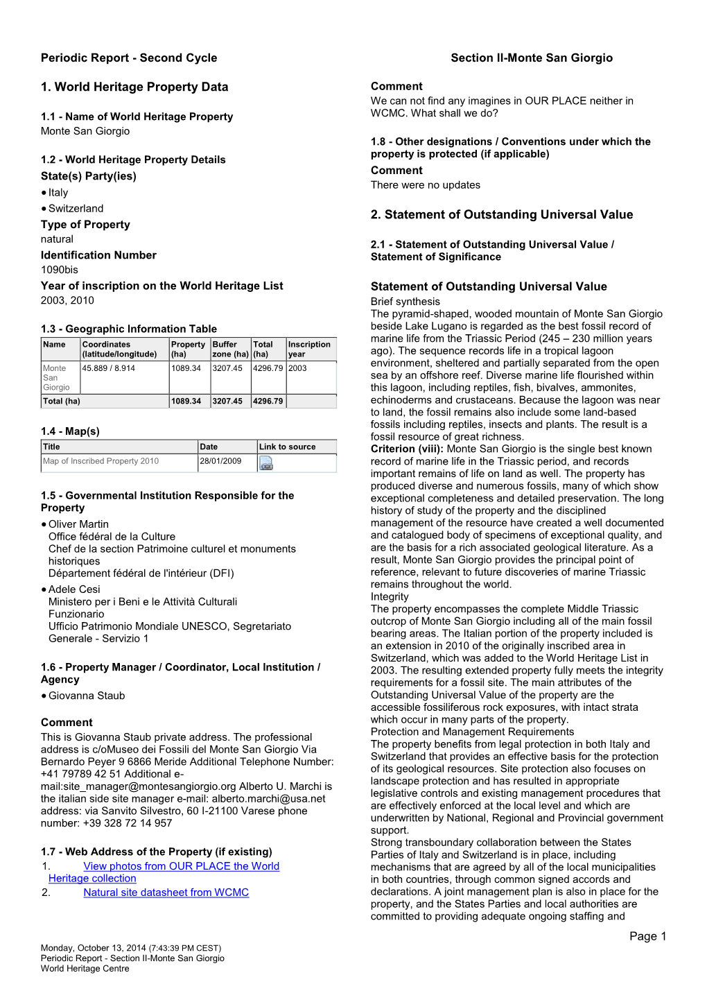 Periodic Report 2014