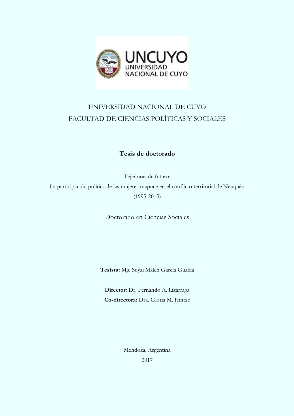 La Participación Política De Las Mujeres Mapuce En El Conflicto Territorial De Neuquén (1995-2015)