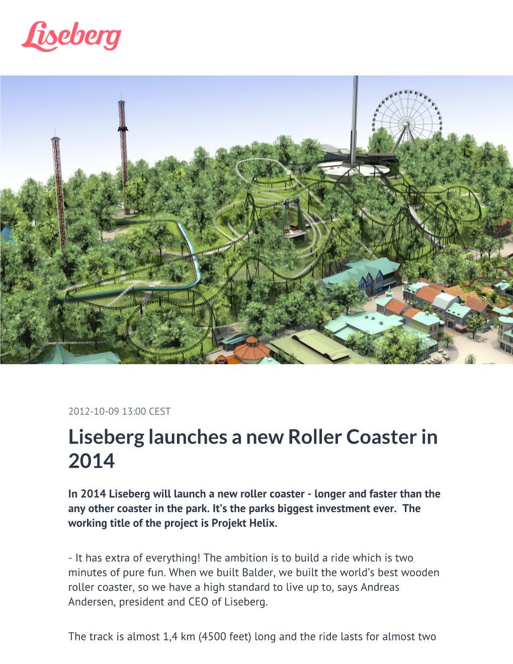 Liseberg Launches a New Roller Coaster in 2014