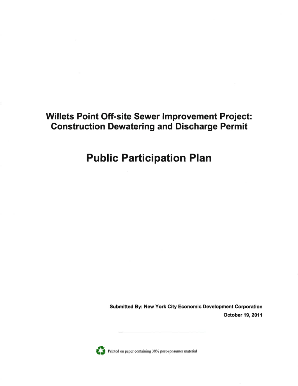 Willets Point Off-Site Sewer Improvement Project: Public Participation Plan