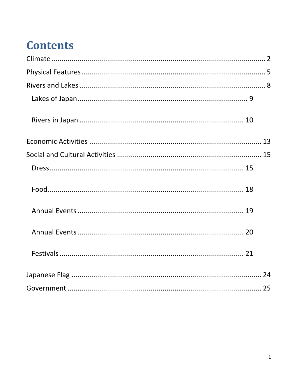 Contents Climate