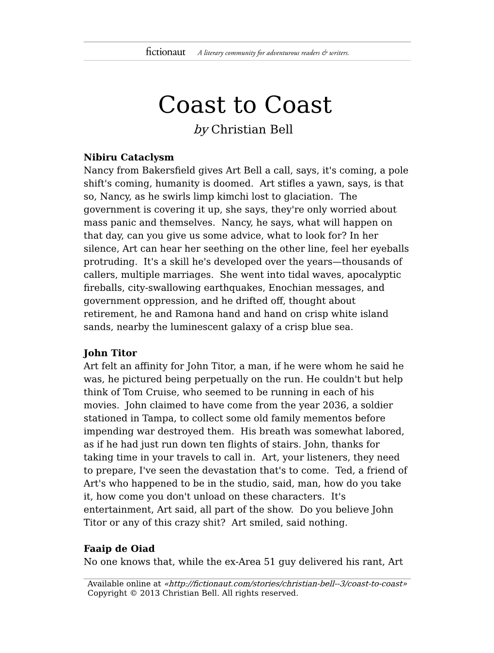 Coast to Coast by Christian Bell