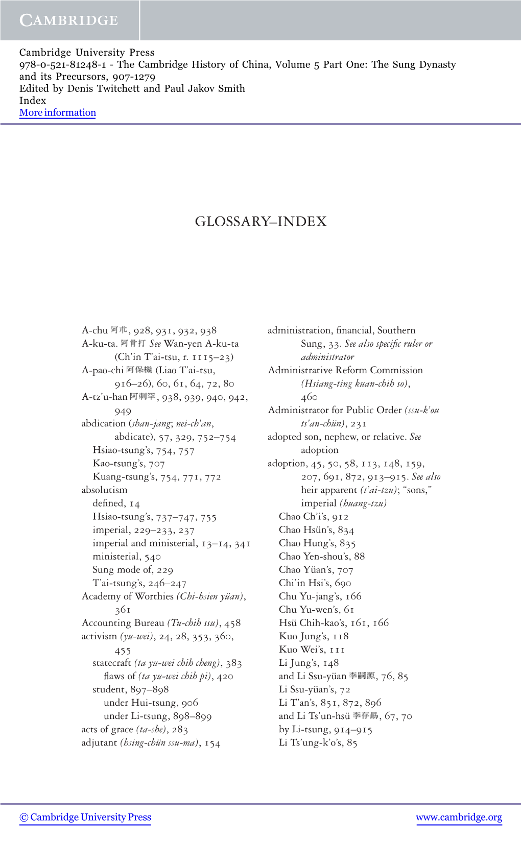 Glossary–Index