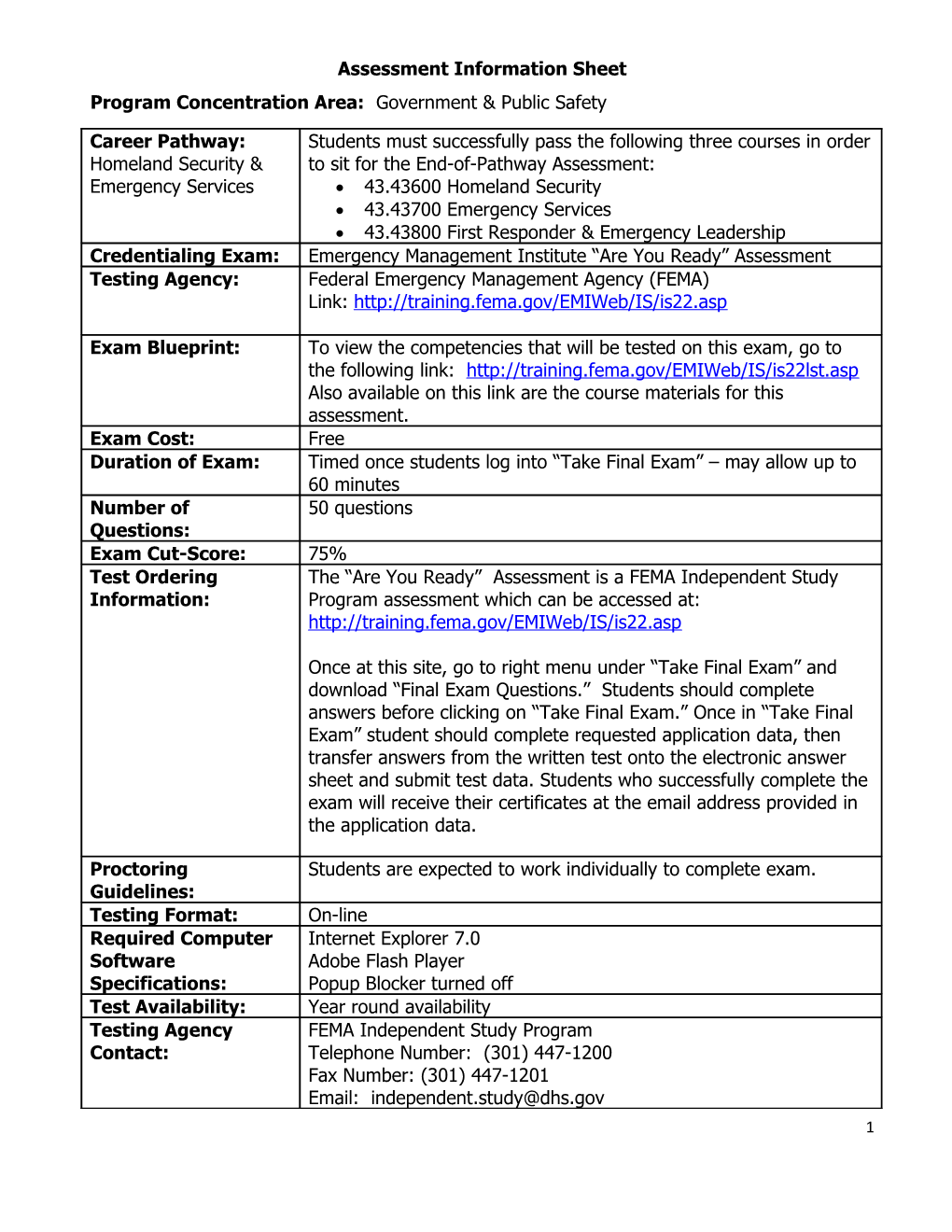 Program Concentration Area: Government & Public Safety