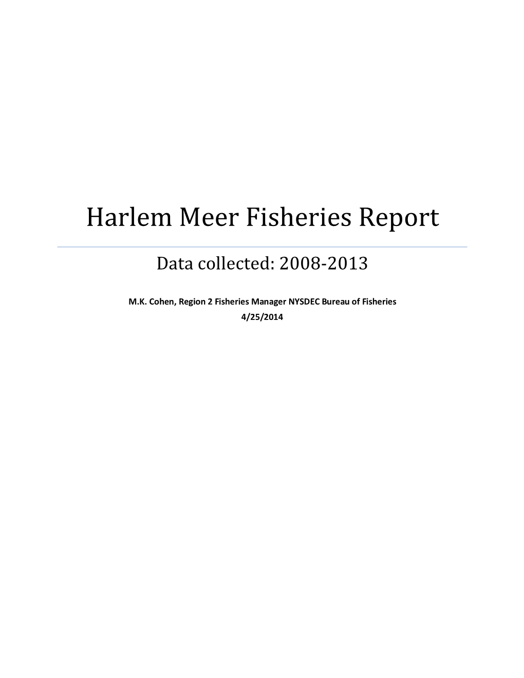 Harlem Meer Fisheries Report (PDF)