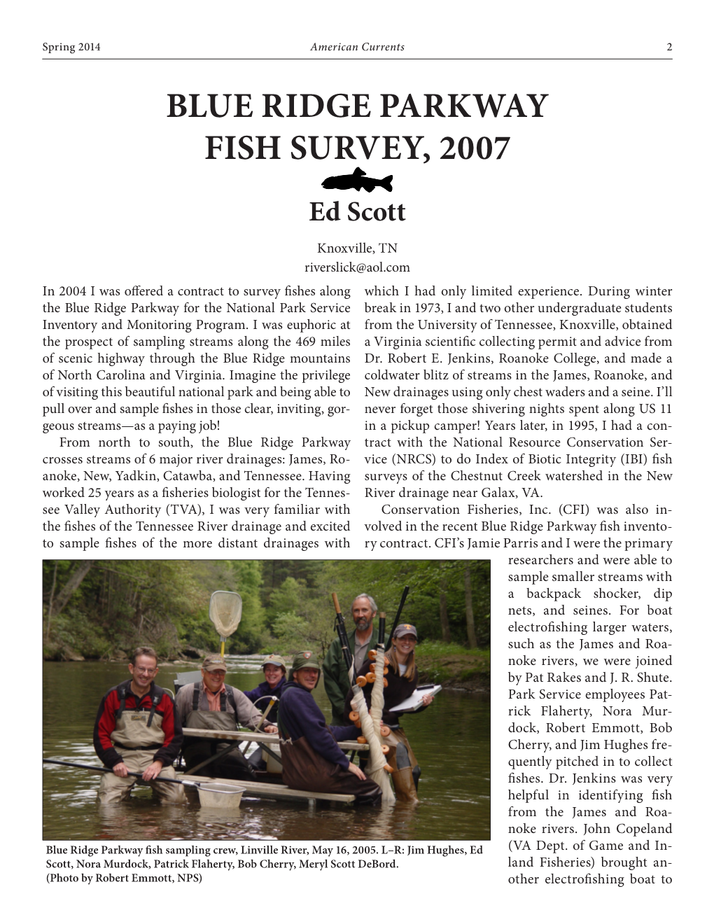 Blue Ridge Parkway Fish Survey, 2007