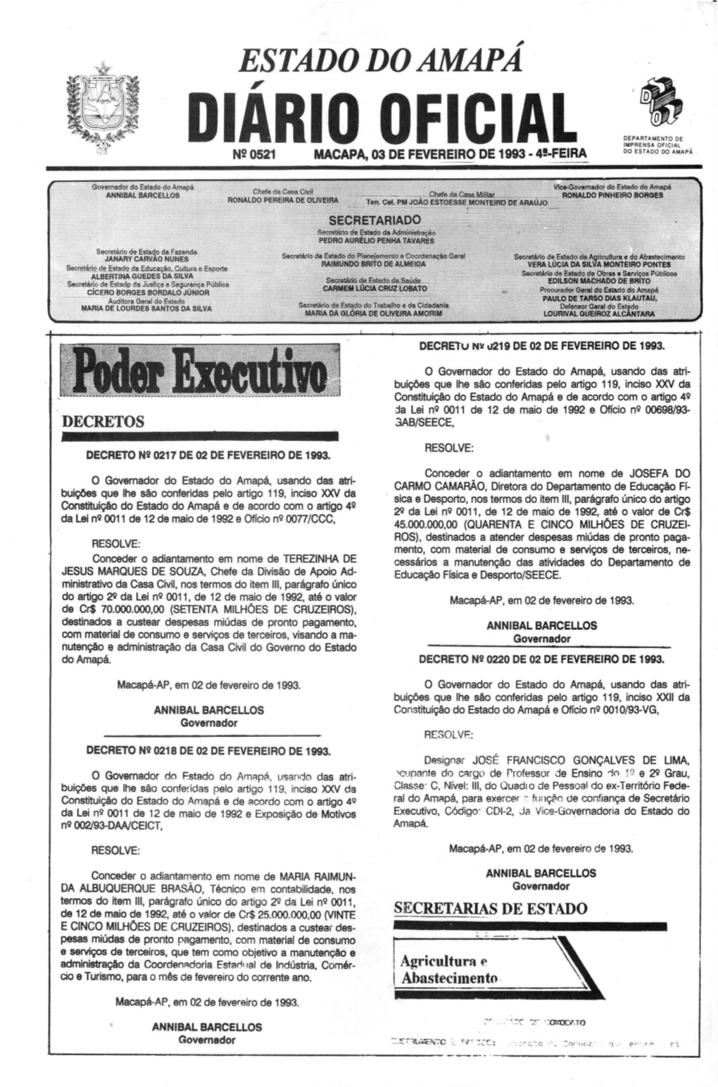 Estado Do Amapa, •Ad Rererendu.• Do Q;Oi O T...O Proçji~Ã.M a Venda De Pescad0 , E Qua T Ro (04) Et