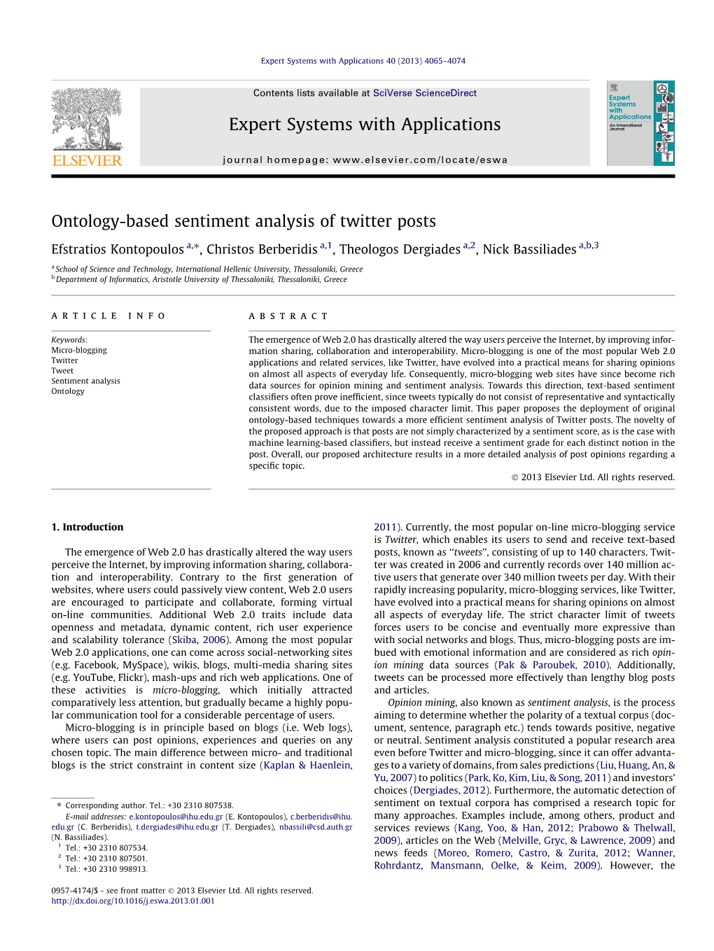 Ontology-Based Sentiment Analysis of Twitter Posts