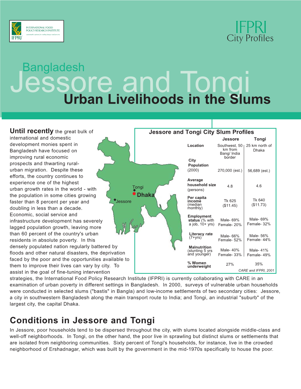 Jessore and Tongi: Urban Livelihoods in the Slums