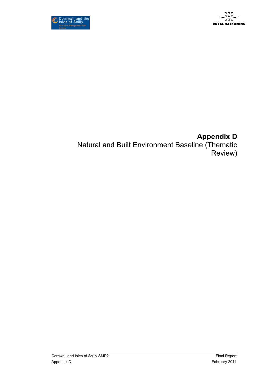 Appendix D Natural and Built Environment Baseline (Thematic Review)